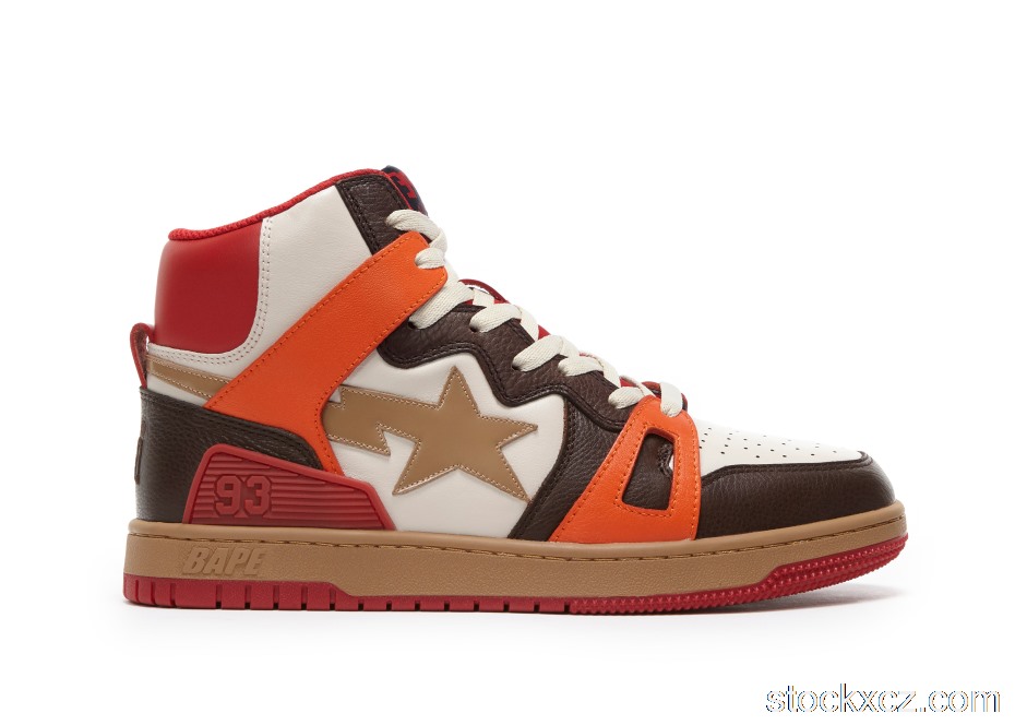 Outlet A Bathing Ape Bape Sta 93 Hi Red Orange Light Sand 001FWG701034X