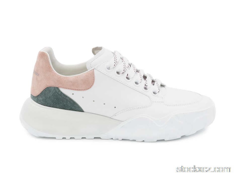 Outlet Alexander McQueen Court Trainer White Taffy Blue Shell Pink (W) 633914WIA9C9914