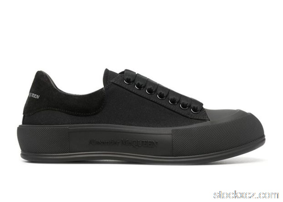 Outlet Alexander McQueen Deck Skate Plimsoll Lace-Up Triple Black 654594W4MV71000