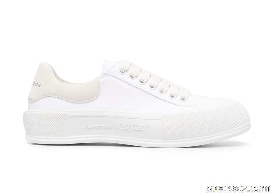 Outlet Alexander McQueen Deck Skate Plimsoll Lace-Up White (W) 654593W4MV79000