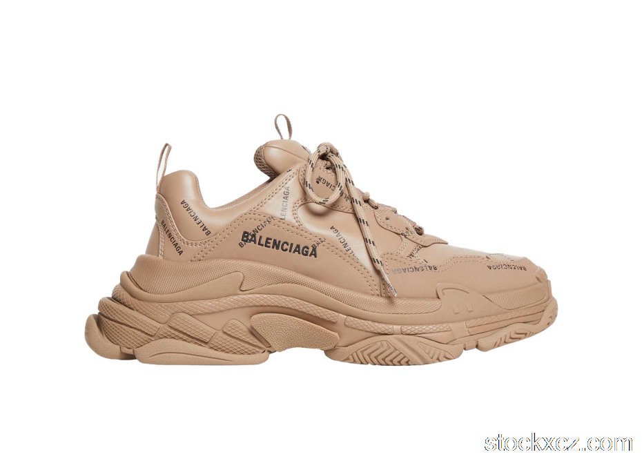 Outlet Balenciaga All Over Logo Triple S Beige 536737W2FA19911