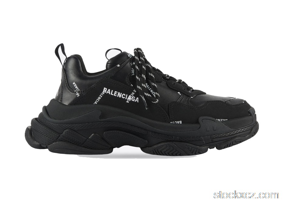 Outlet Balenciaga All Over Logo Triple S Black (W) 524039W2FA11090