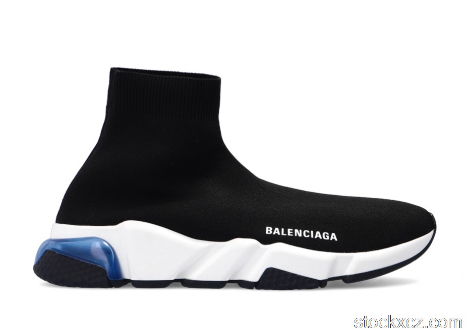 Outlet Balenciaga Speed Trainer Black Blue Clear Sole 607544W05GG1941