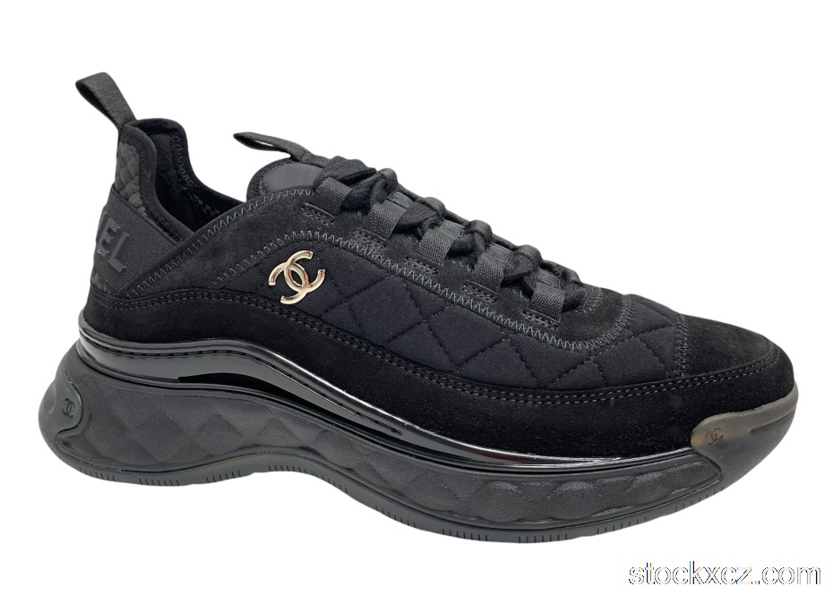 Outlet Chanel Low Top Trainer Black Suede G38501 Y55619 K3542