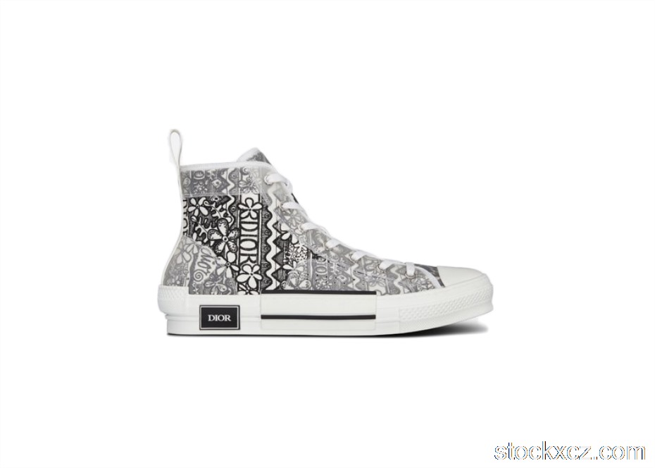 Outlet Dior And Shawn B23 High Top Black White Embroidery 3SH118ZCO_H169