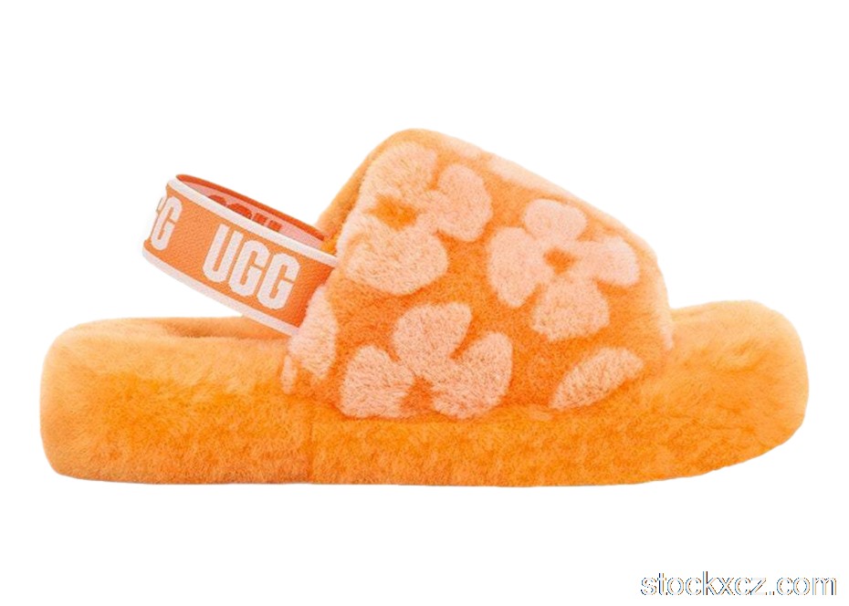 Outlet UGG Fluff Yeah Poppy Slide California Poppy (Kids) 1119839K-CPPP