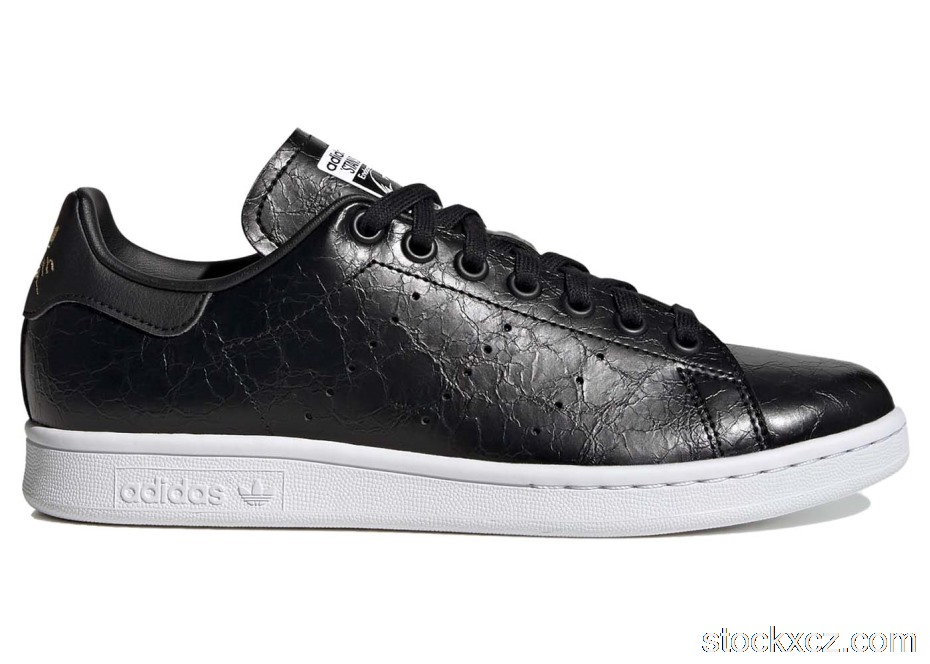 Outlet adidas Stan Smith Cracked Leather Black Gold (W) GY5906